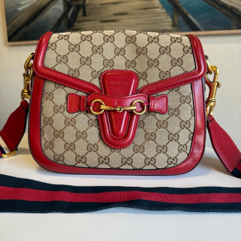 💎✨BEAUTIFUL✨💎Authentic GUCCI  Lady Web Canvas  Crossbody Bag